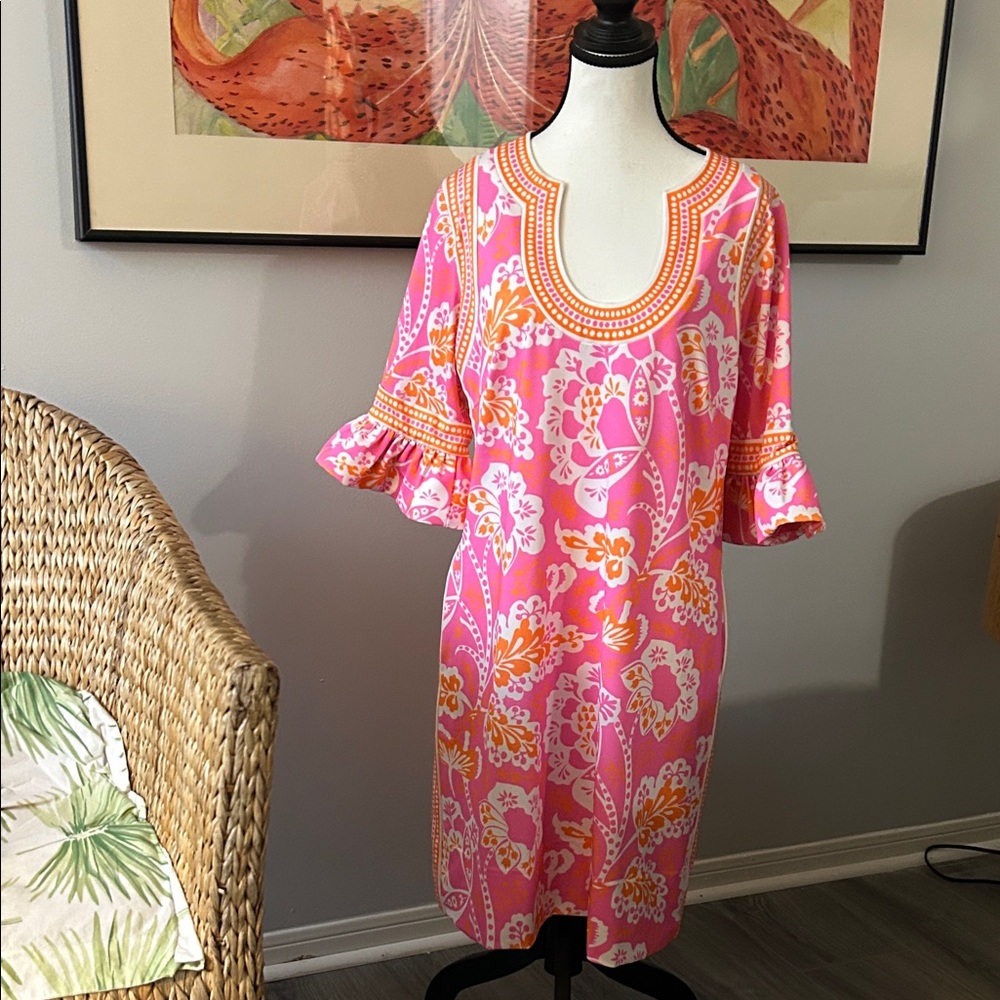 Gretchen Scott Designs Vibrant Pink and Orange Dress